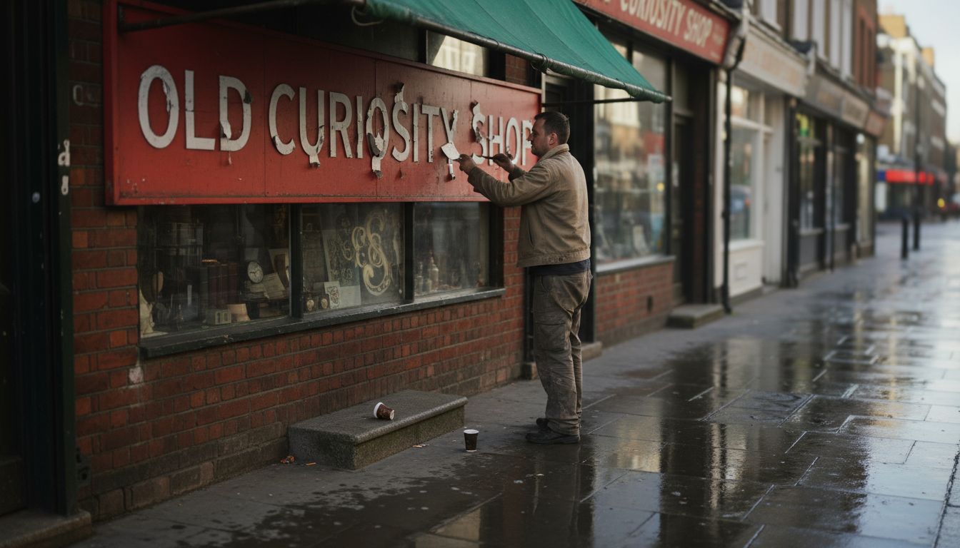 Removing outdated logo from business sign