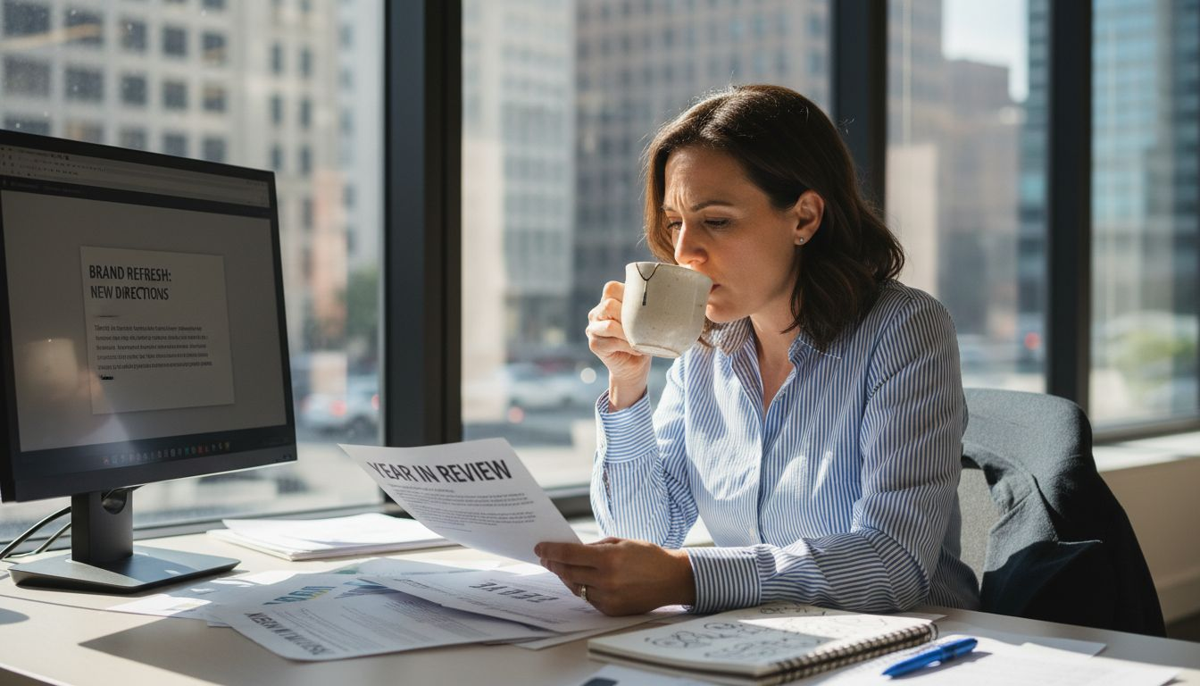 Financial advisor reads sans-serif report