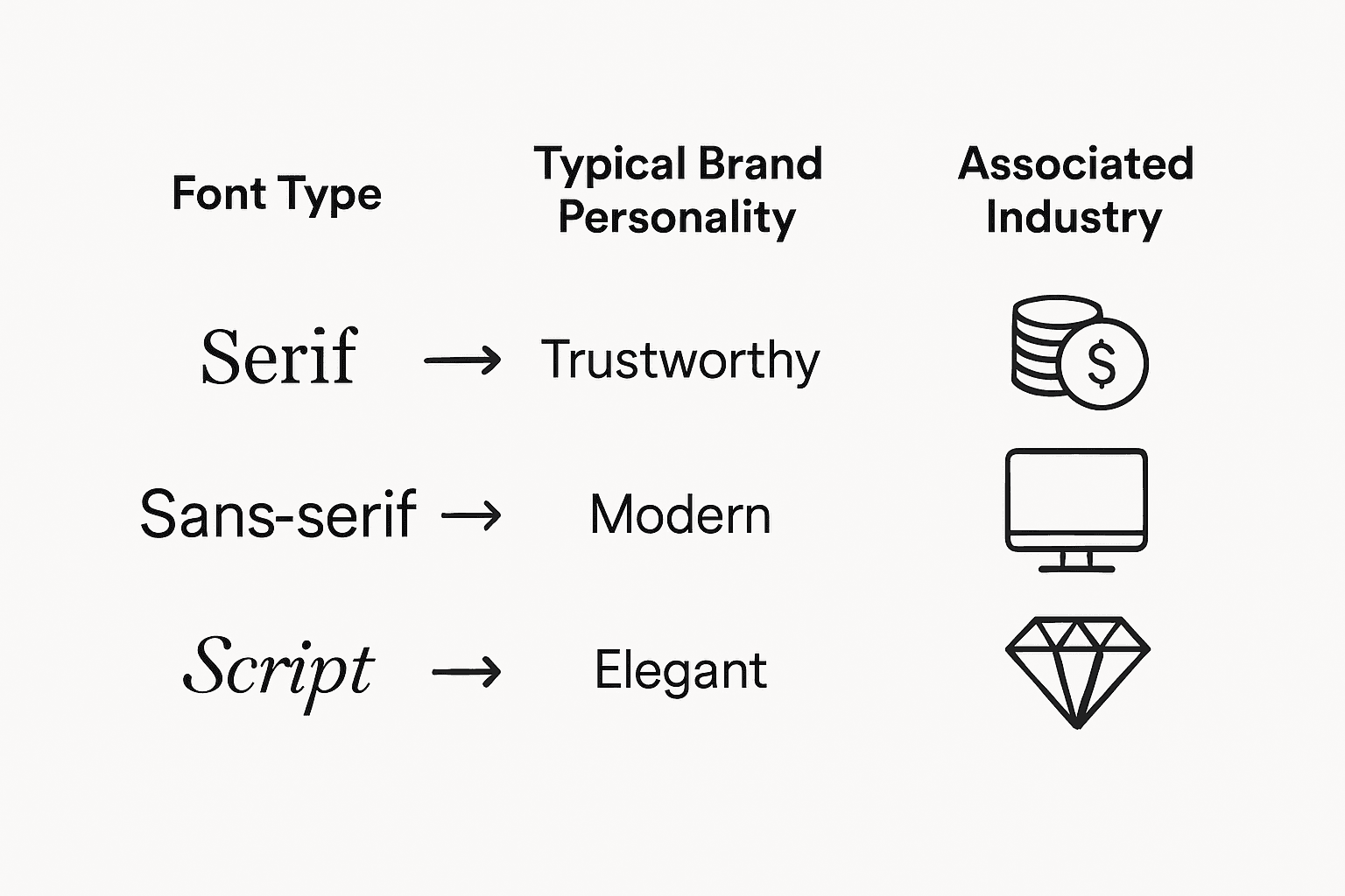 Infographic comparing font types and brand impact