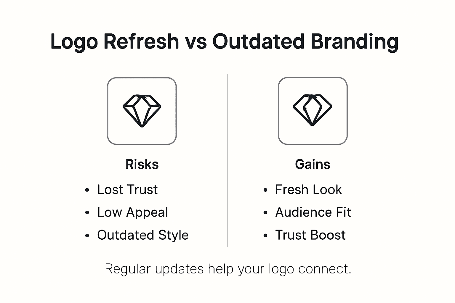 Why Refresh Logos – Connecting with Modern Audiences 2 Infographic comparing updated and outdated logos