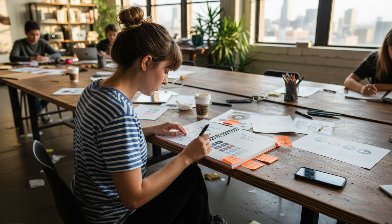 Designer edits printed brand style guide