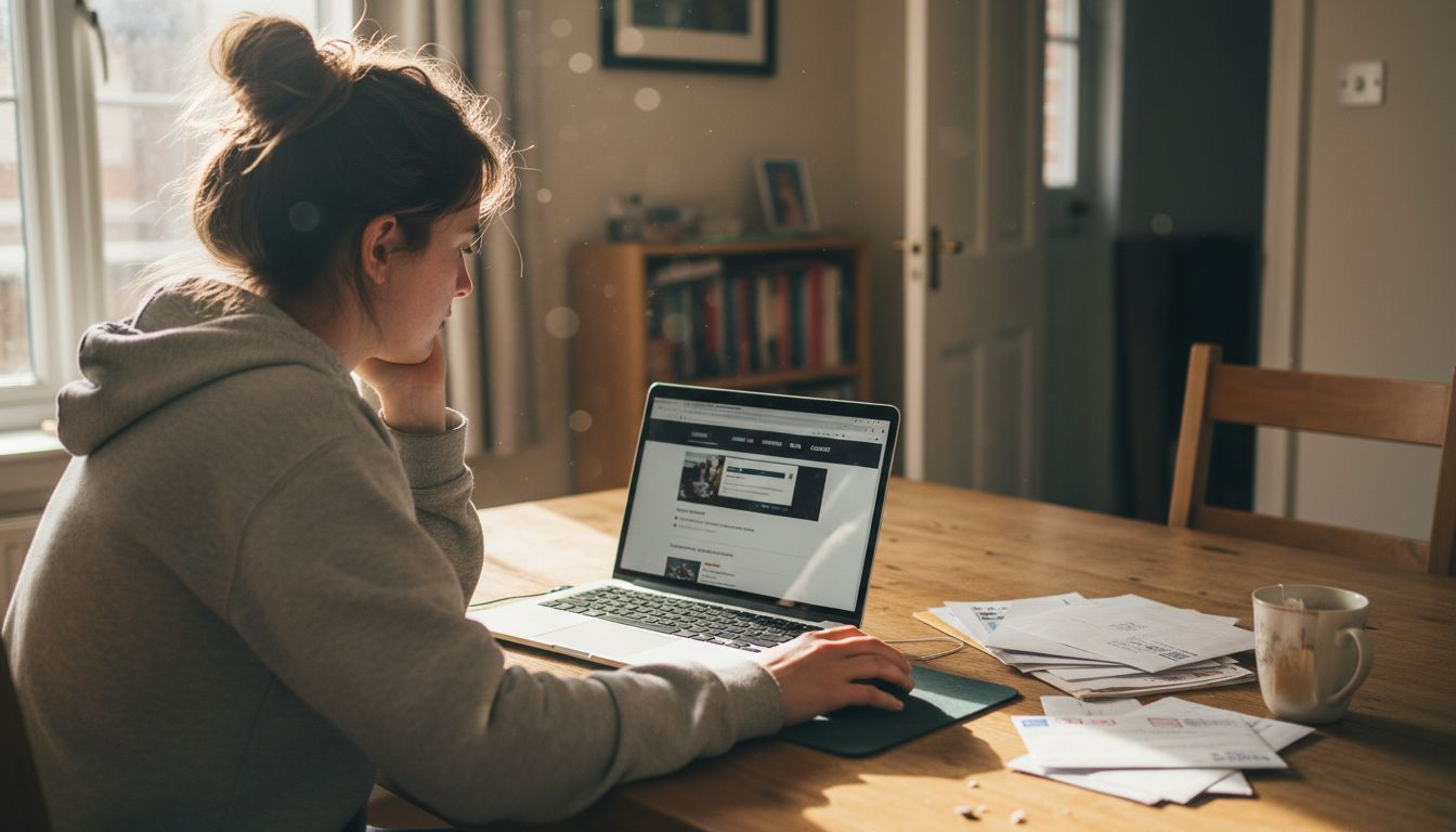 Website global navigation viewed on laptop