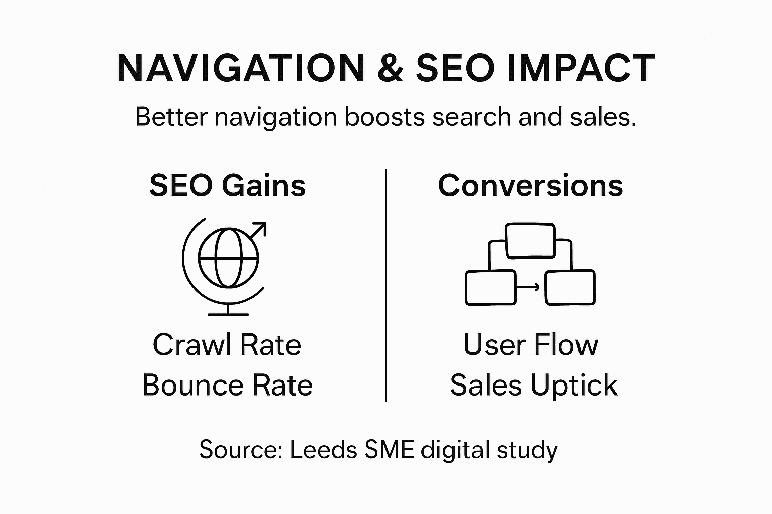 Infographic on navigation benefits for SEO and sales