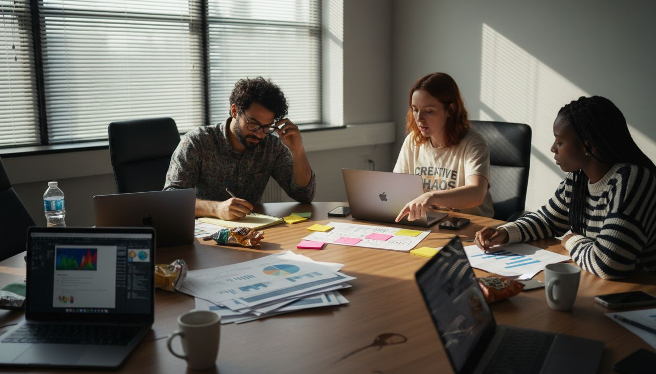 Team discussing creative audience personas