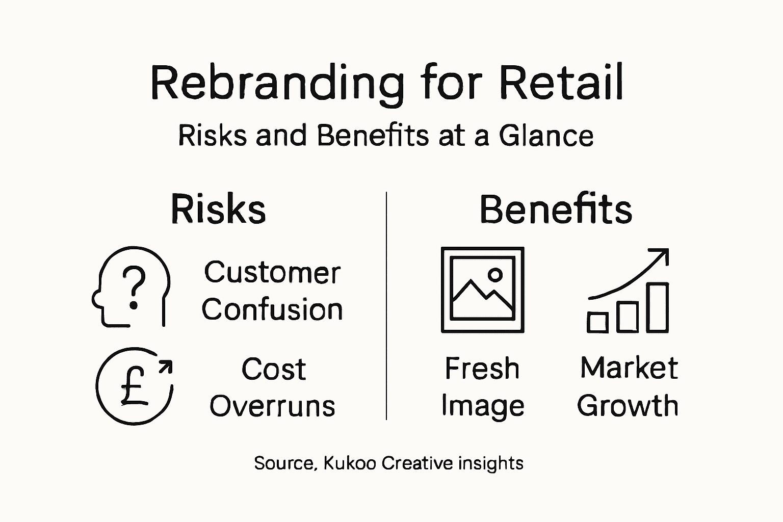 Infographic highlighting rebranding risks and benefits