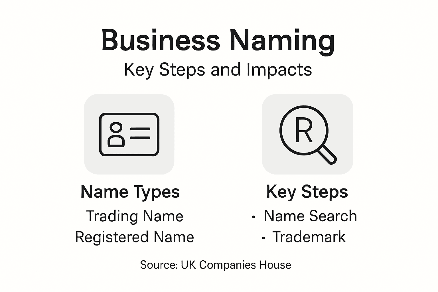 What Is Business Naming and Why It Matters 2 Infographic on business naming steps and types
