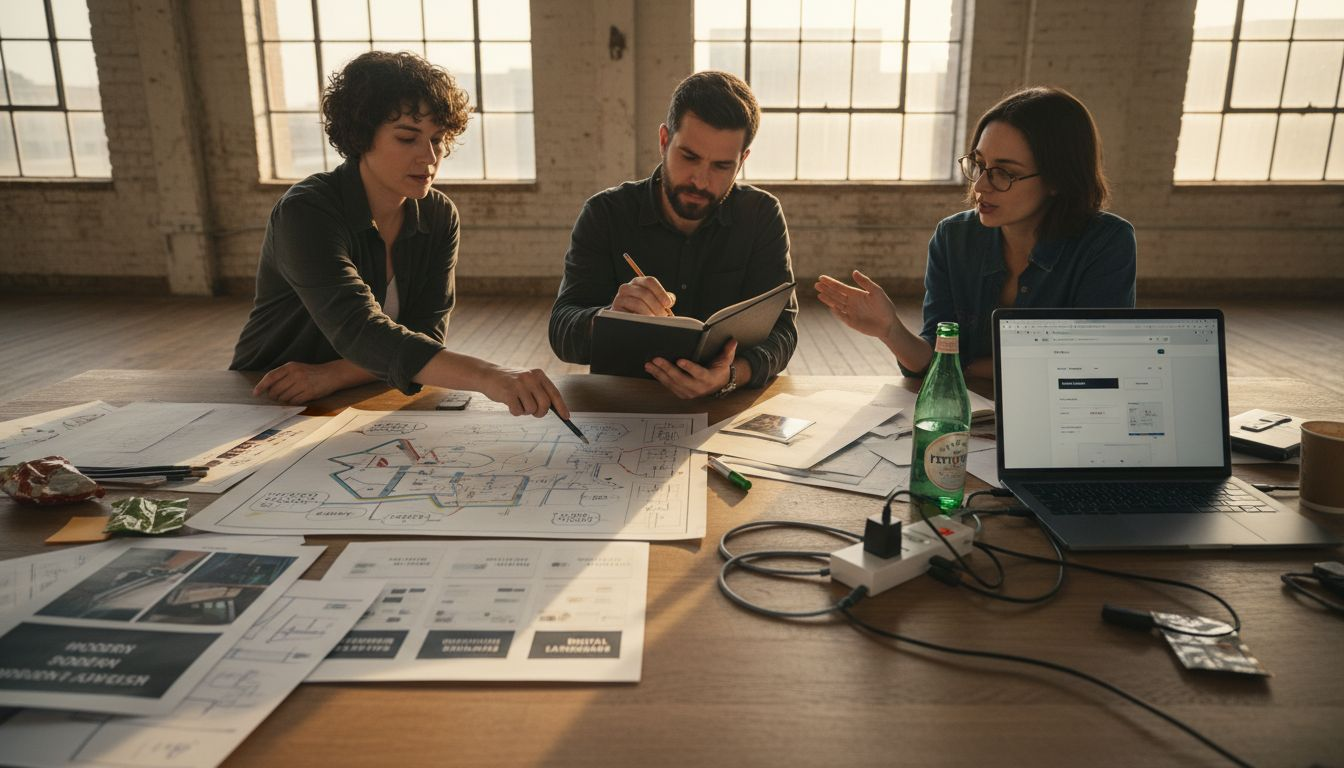 Team reviews brand storytelling and design