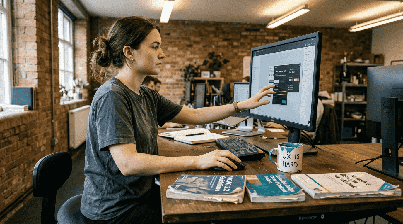 Designer adjusting accessible colour contrast settings
