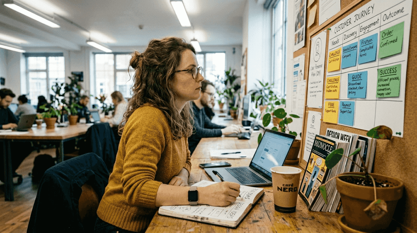 Brand storytelling ideas to boost recognition in 2026 1 Designer arranging customer journey storyboard
