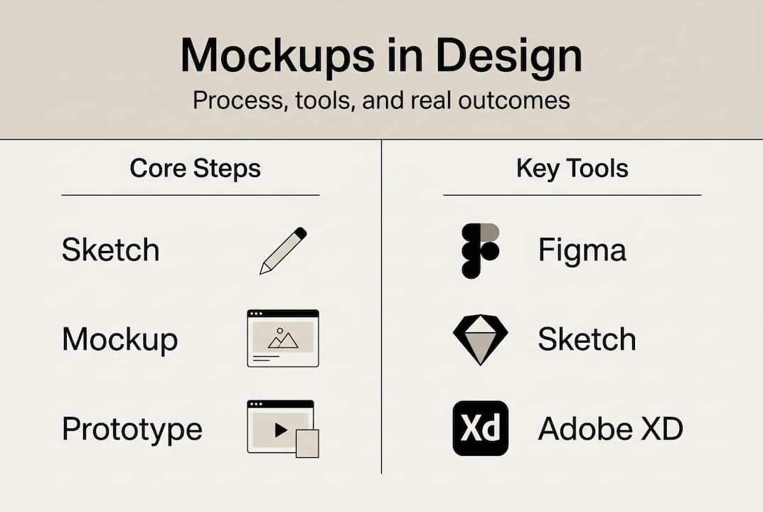 Master the role of mockups in design for better outcomes 2 Infographic showing mockup steps and tools