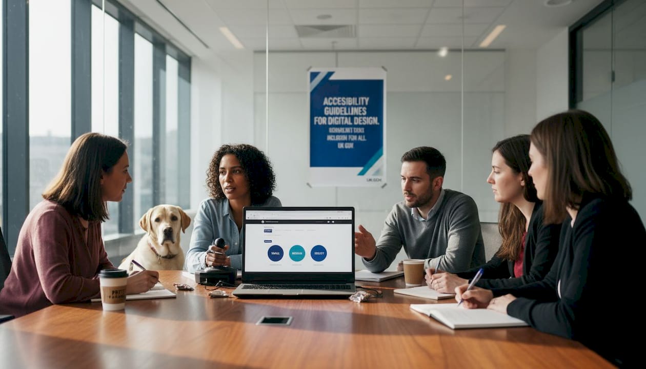 Team discussing website accessibility features