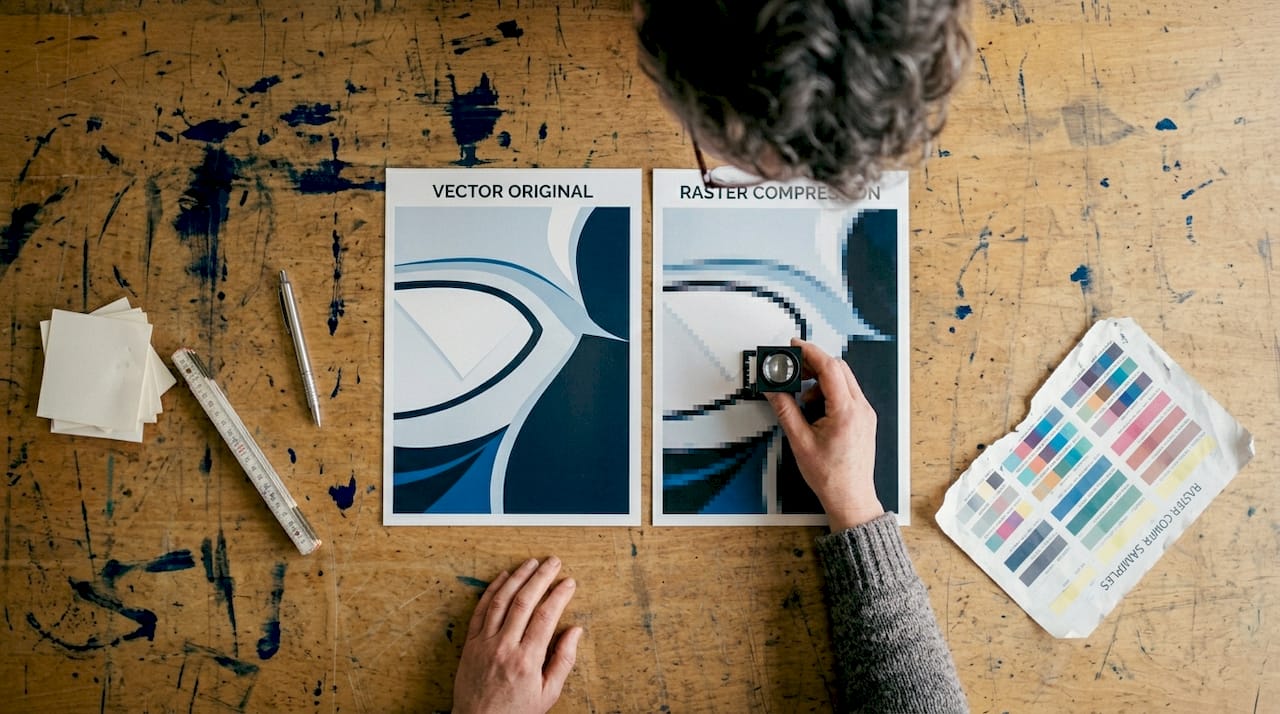 Comparing vector and raster posters in print shop