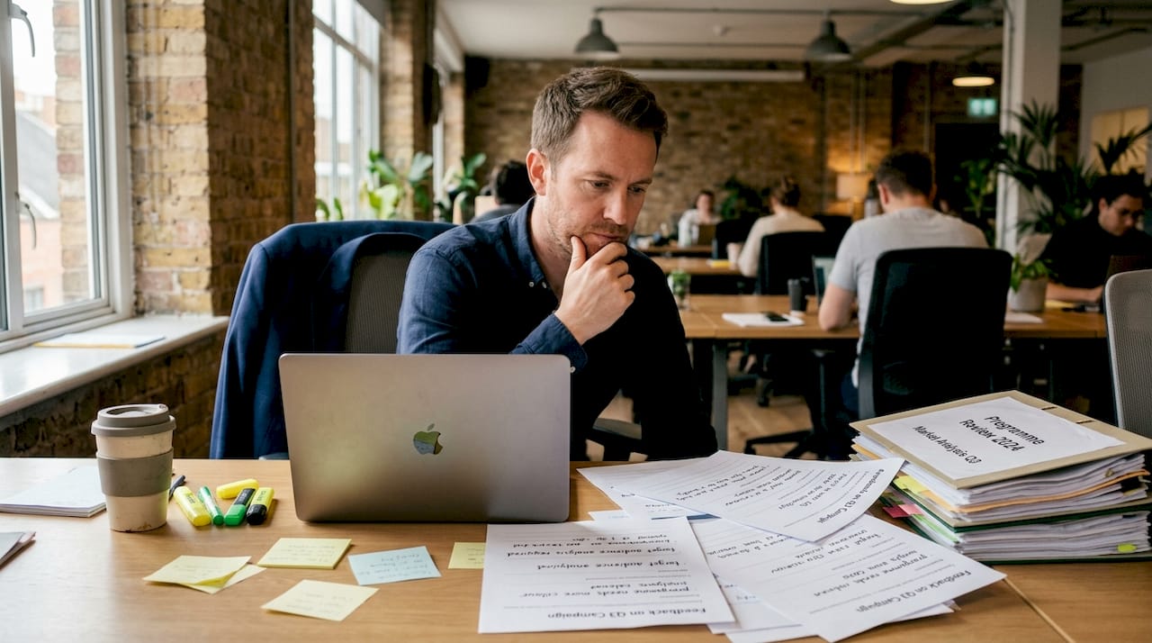 Enhance your brand: the role of feedback in design success 2 Brand manager reviewing handwritten feedback selections