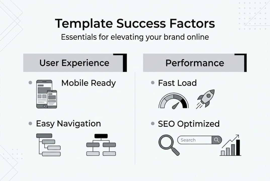 Infographic of website template success factors