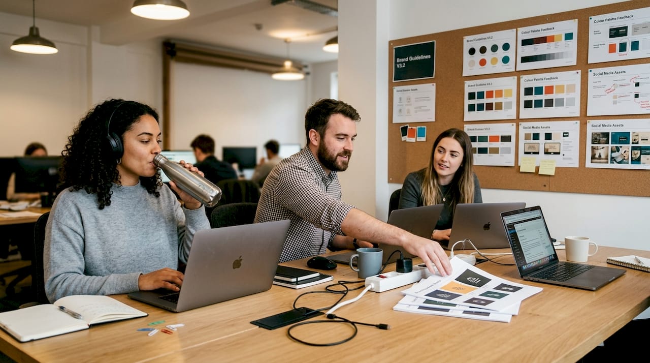 Why scalable design drives lasting brand growth in 2026 1 Team updating brand assets and collateral