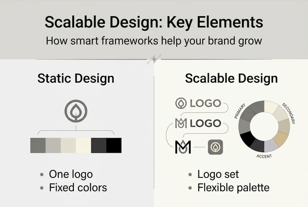 What is scalable design? Actionable insights for UK brands 1 Infographic comparing static and scalable design elements