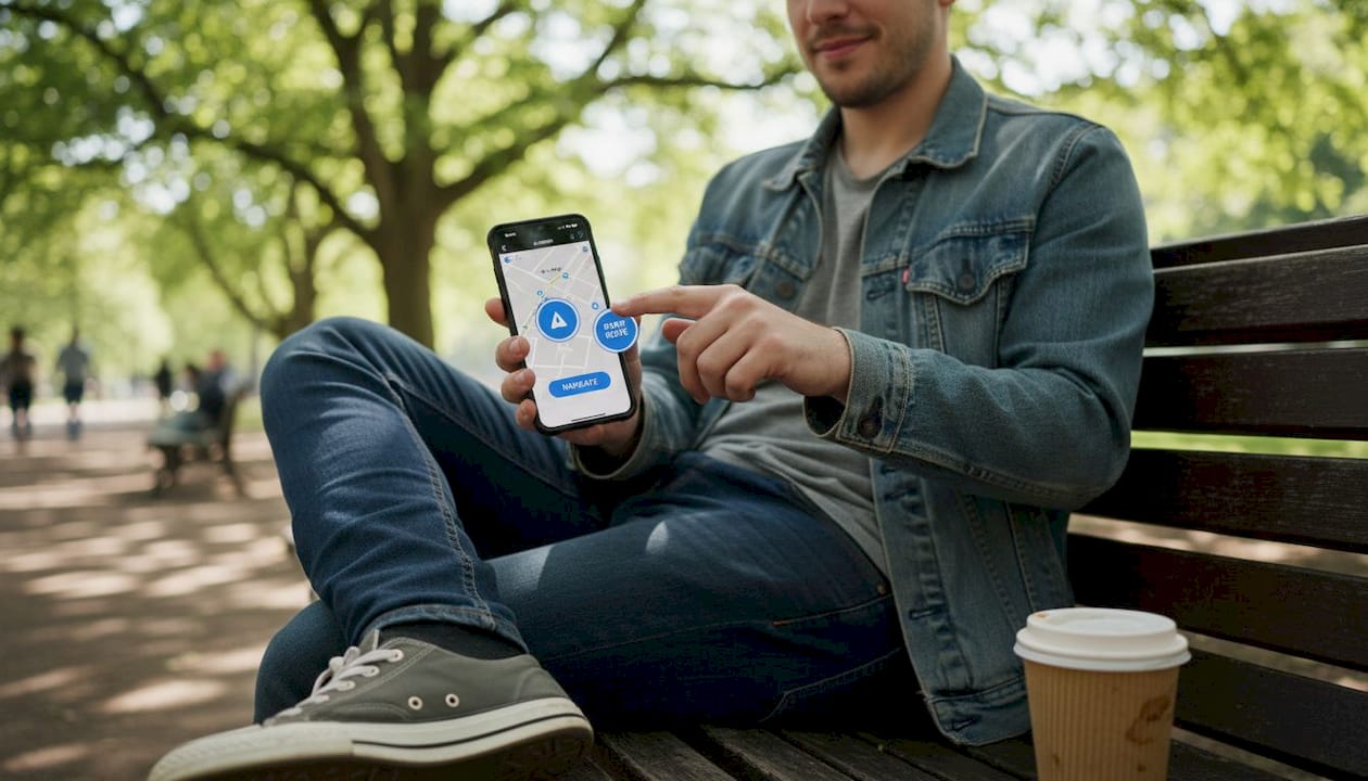 Mobile-first design: boost website engagement in 2026 1 Man tapping large phone navigation buttons