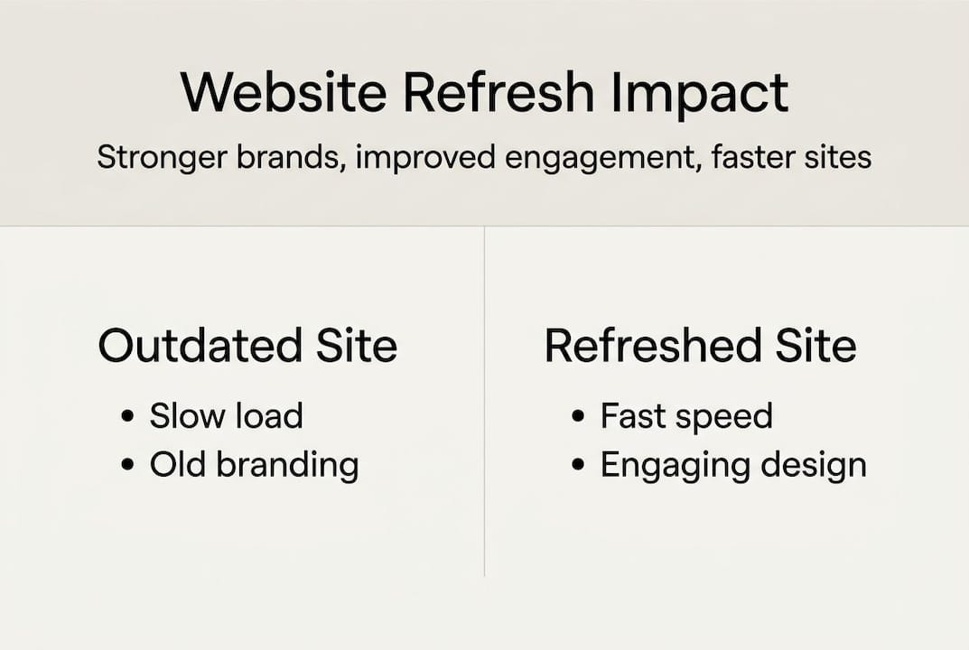 Infographic comparing old and refreshed websites