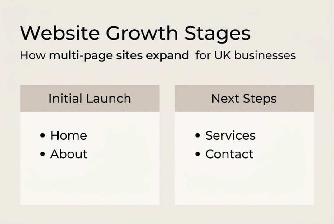 Infographic showing stages of website growth