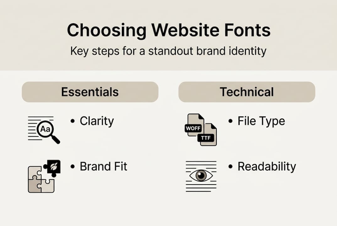Infographic showing website font selection steps