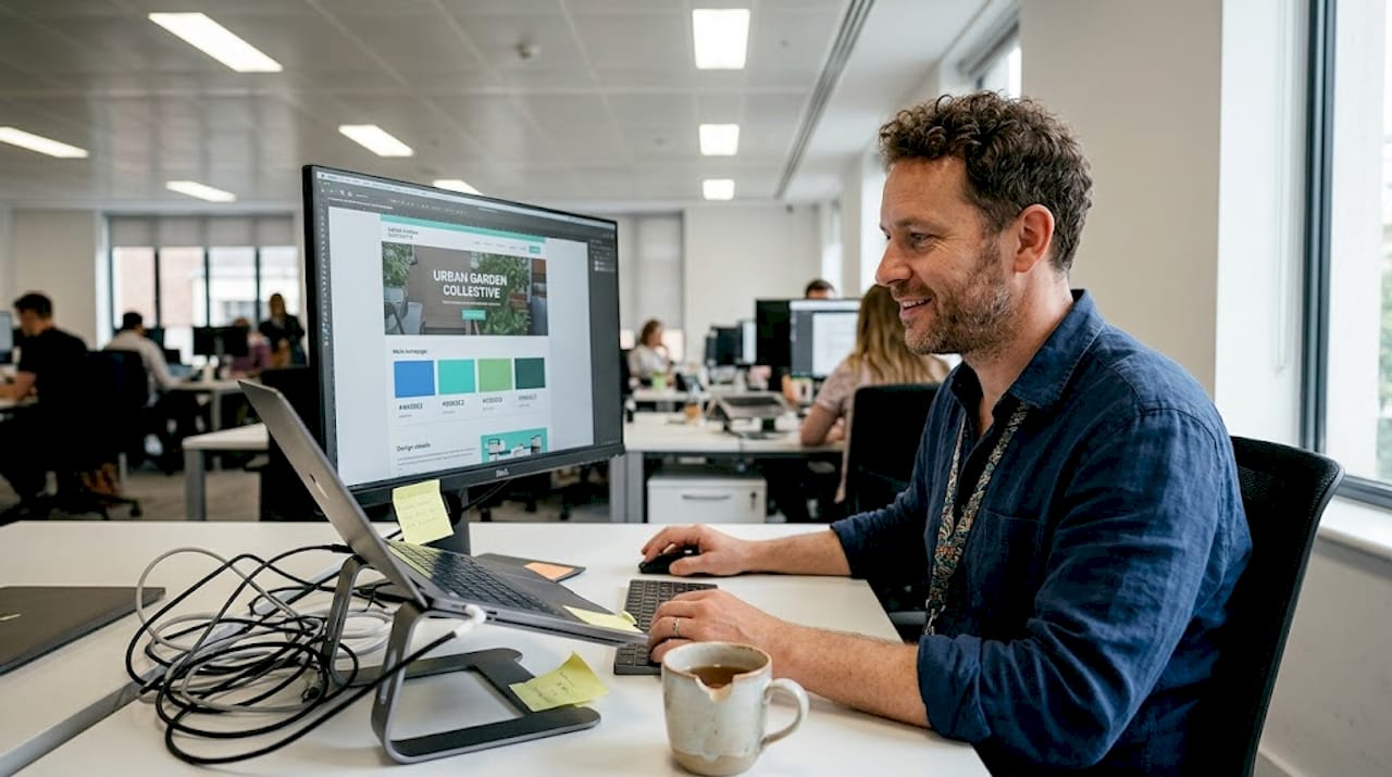 Designer configuring SME website brand colors