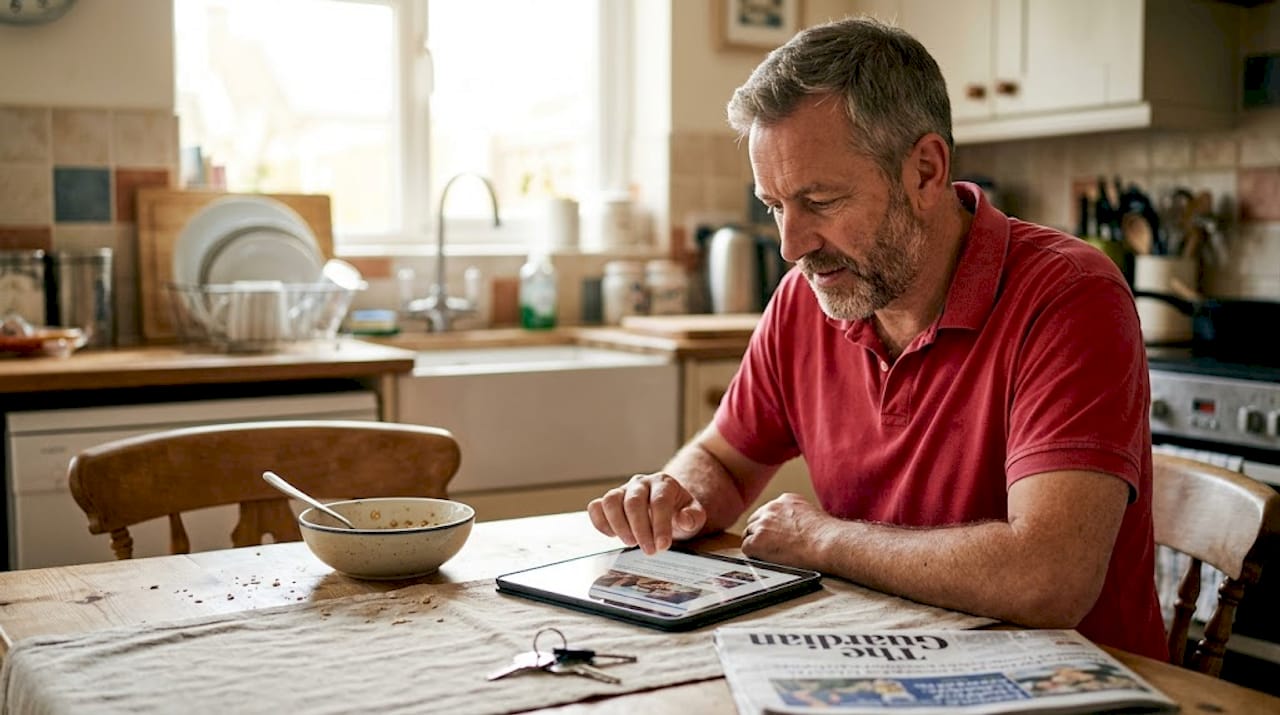 Man using tablet for website navigation test