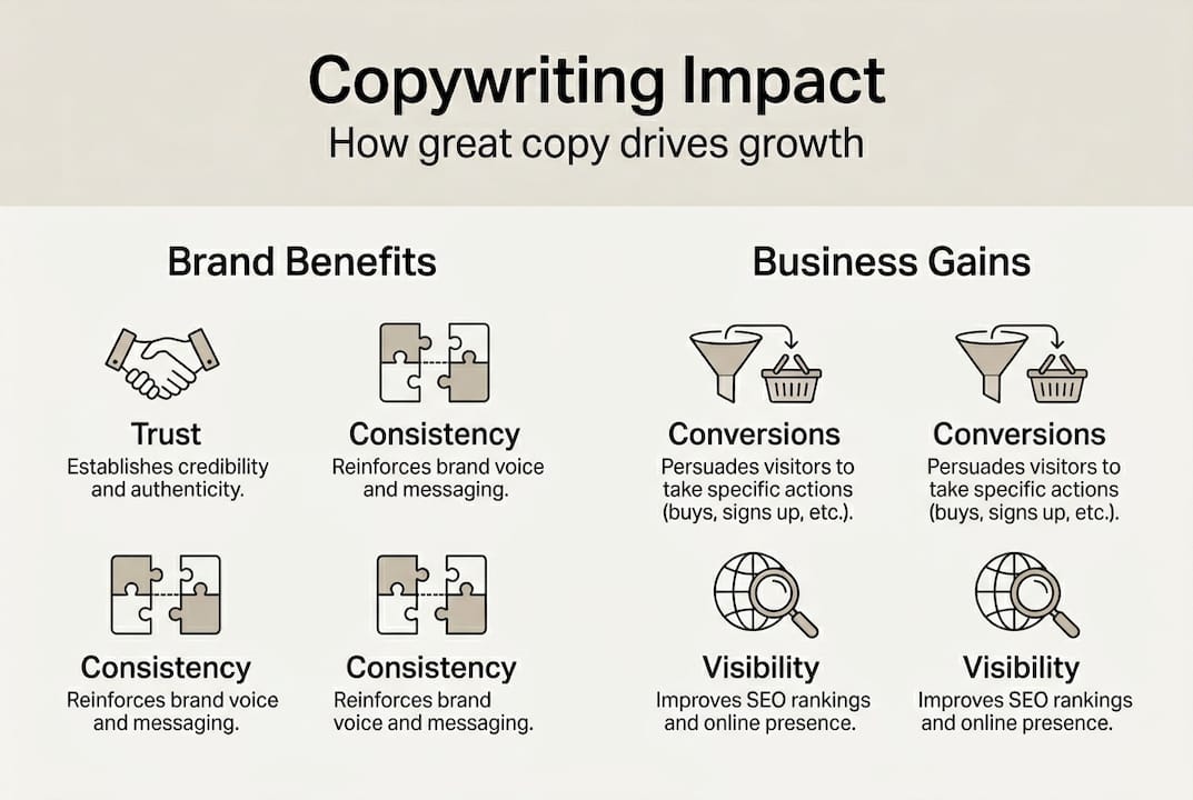 Infographic showing copywriting business outcomes