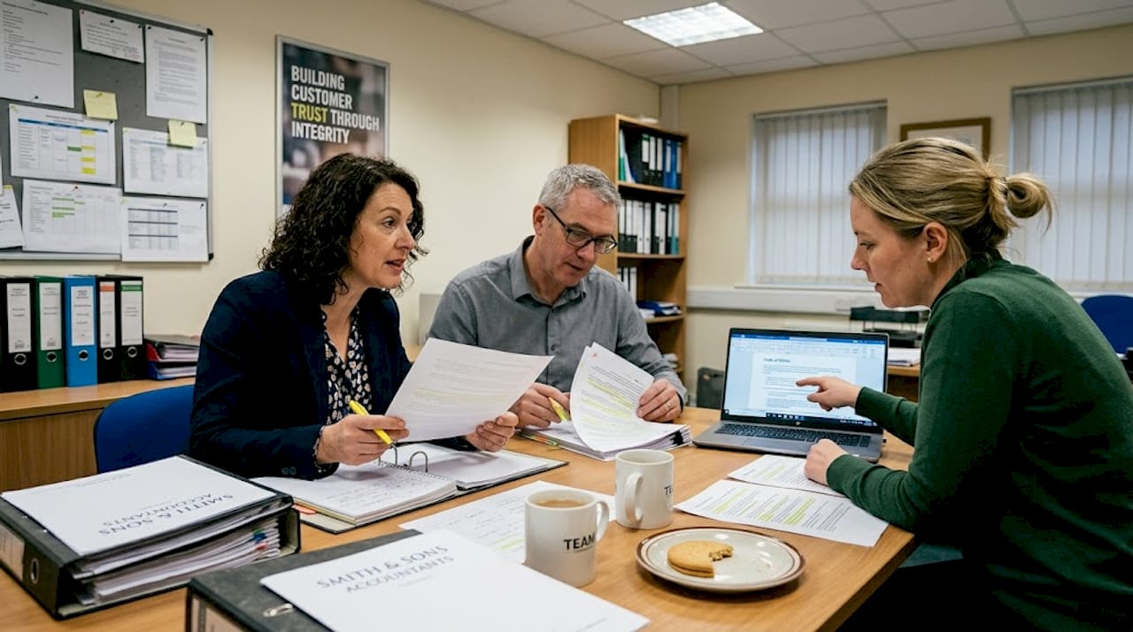 Team discusses ethical customer practices