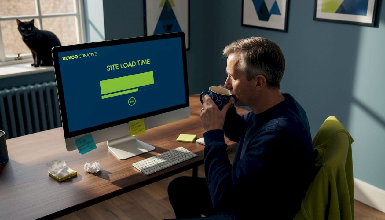 Person checks website speed test