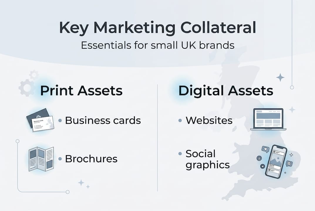 Infographic showing print and digital collateral types