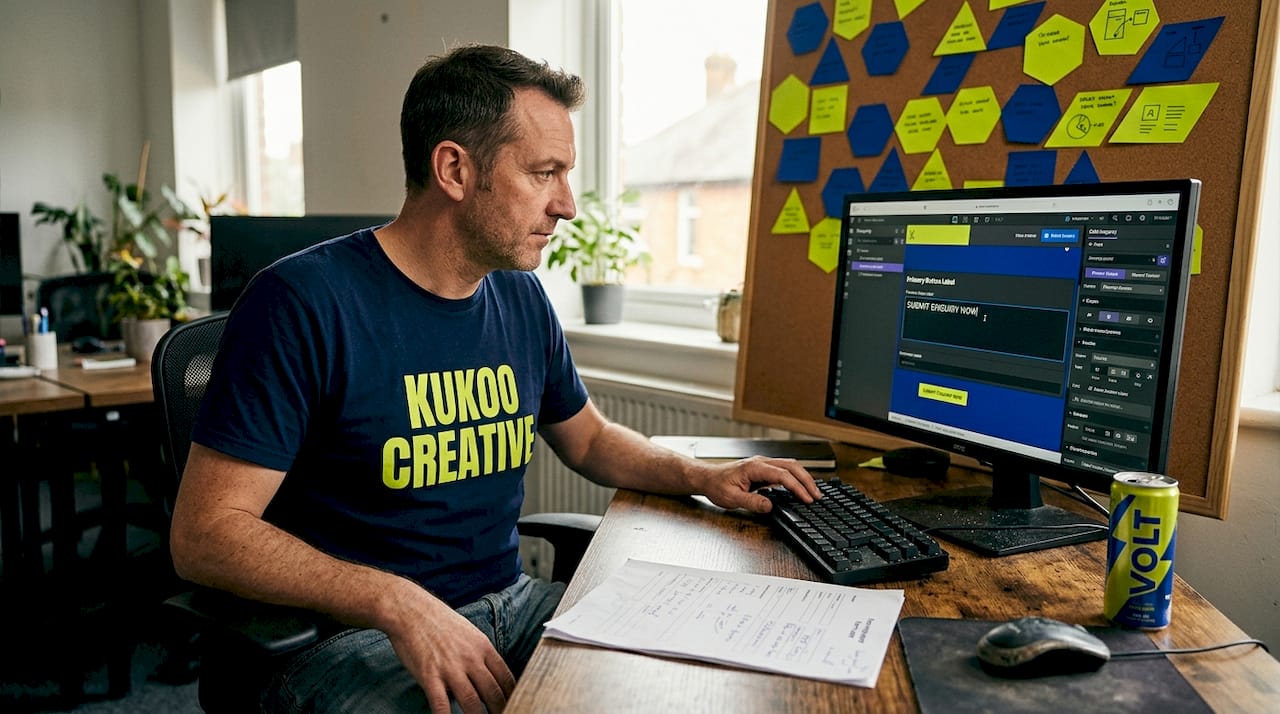 Man editing website CTA button text