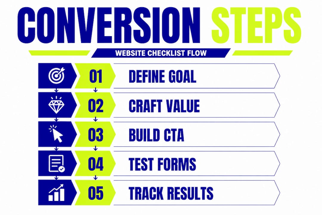 Infographic showing converting website checklist steps