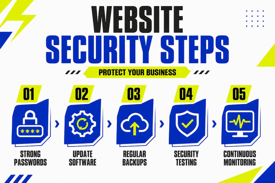Infographic showing five key website security steps