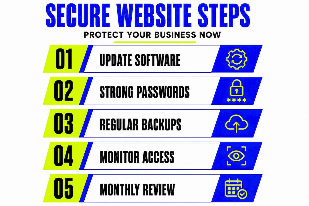 Infographic showing steps to secure business website
