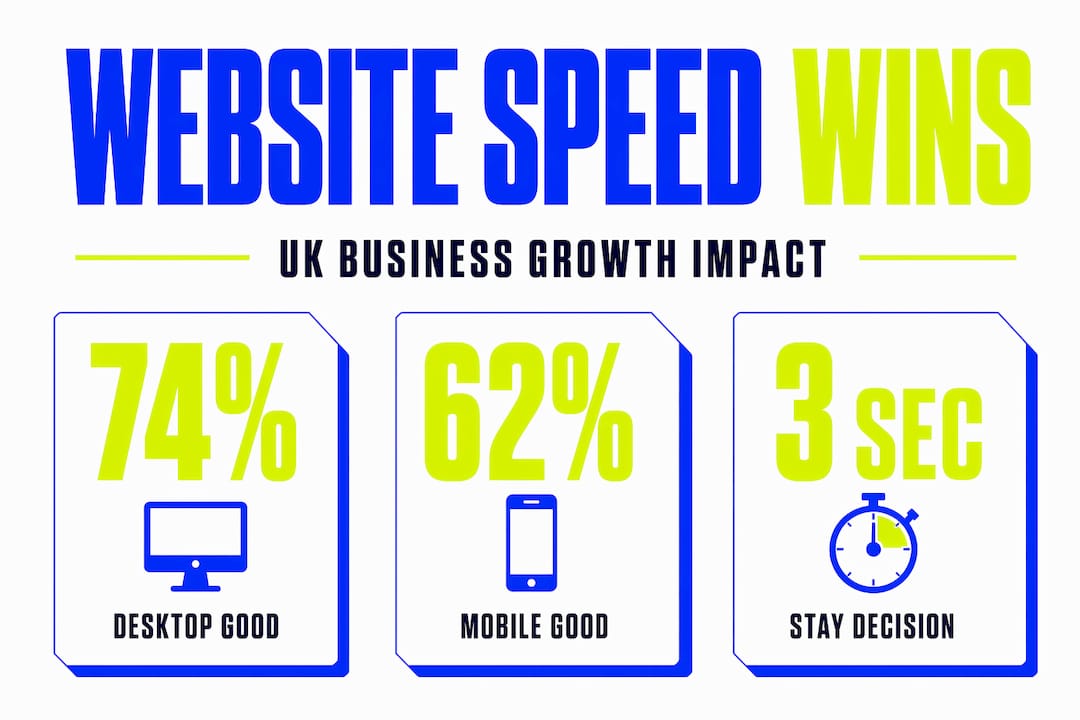 Infographic showing website speed stats for UK businesses