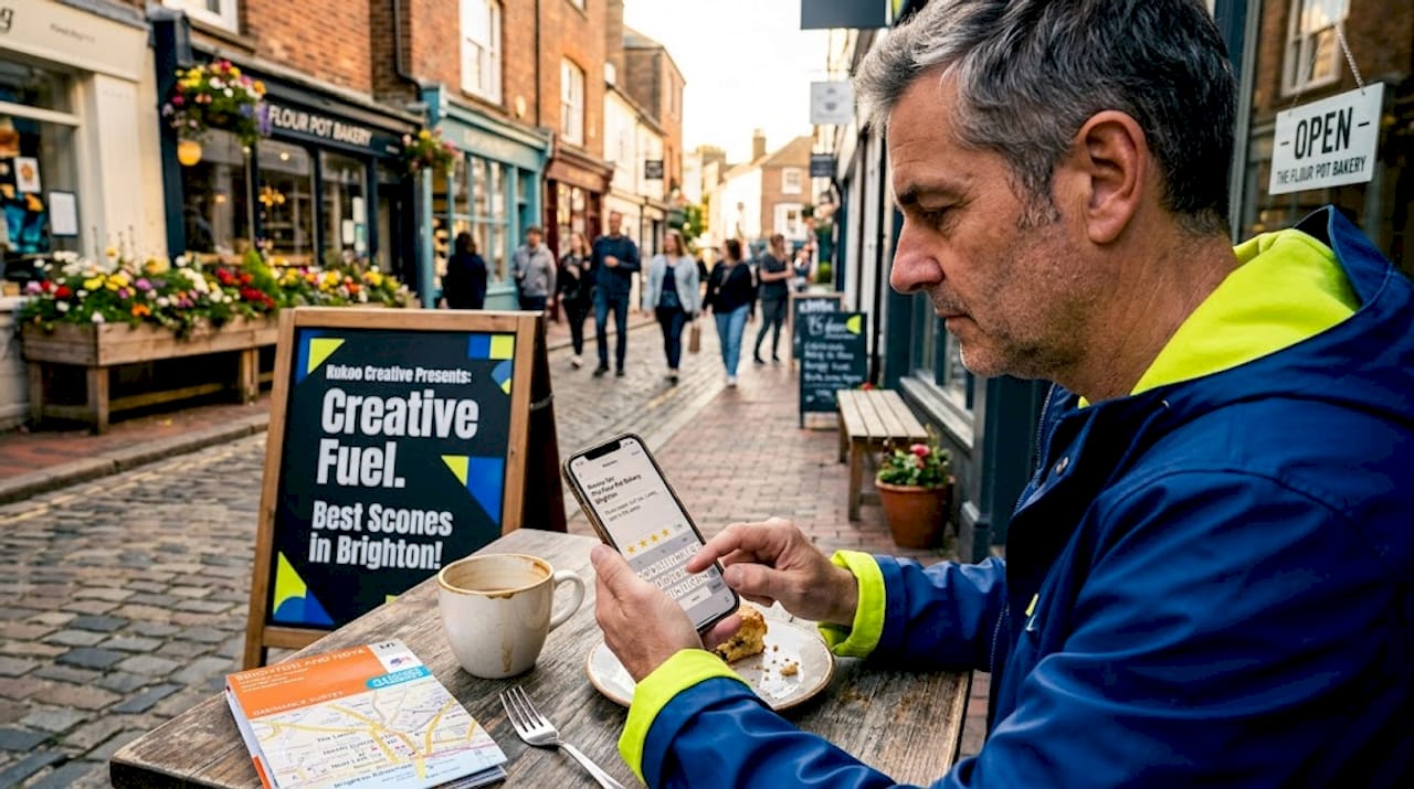 Customer posts online review at UK café