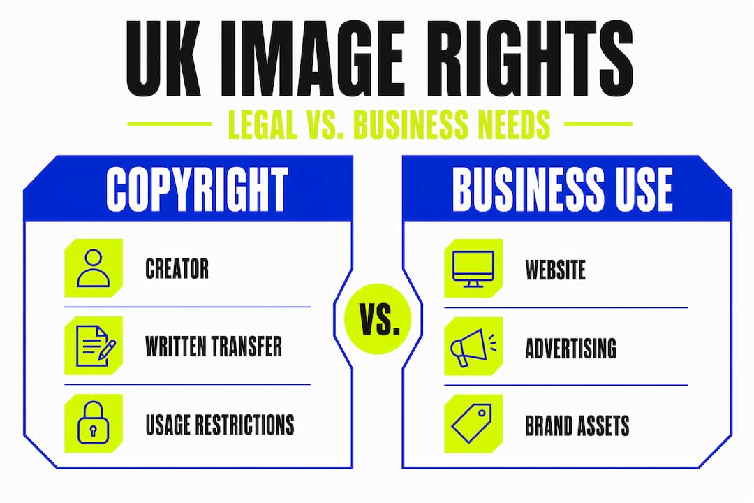 Image selection guide for UK business owners 1 Split infographic: UK copyright vs business image use