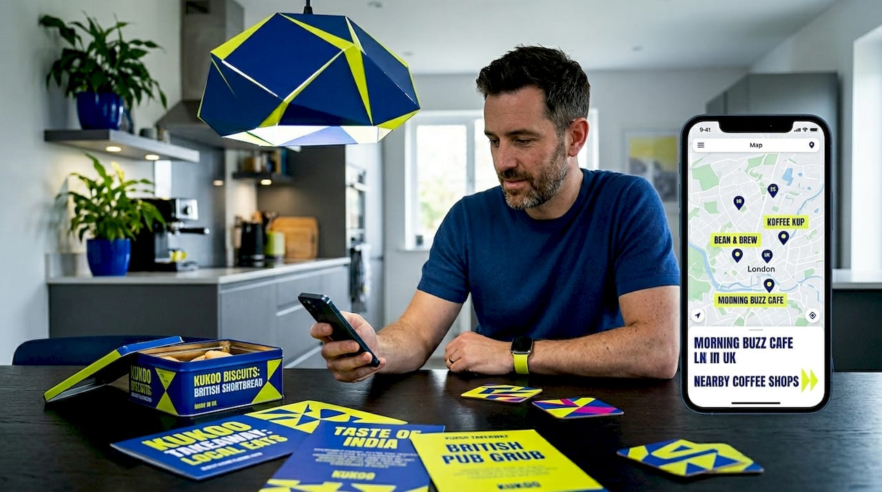 The role of local SEO for UK businesses in 2026 1 Man searching local businesses on mobile map