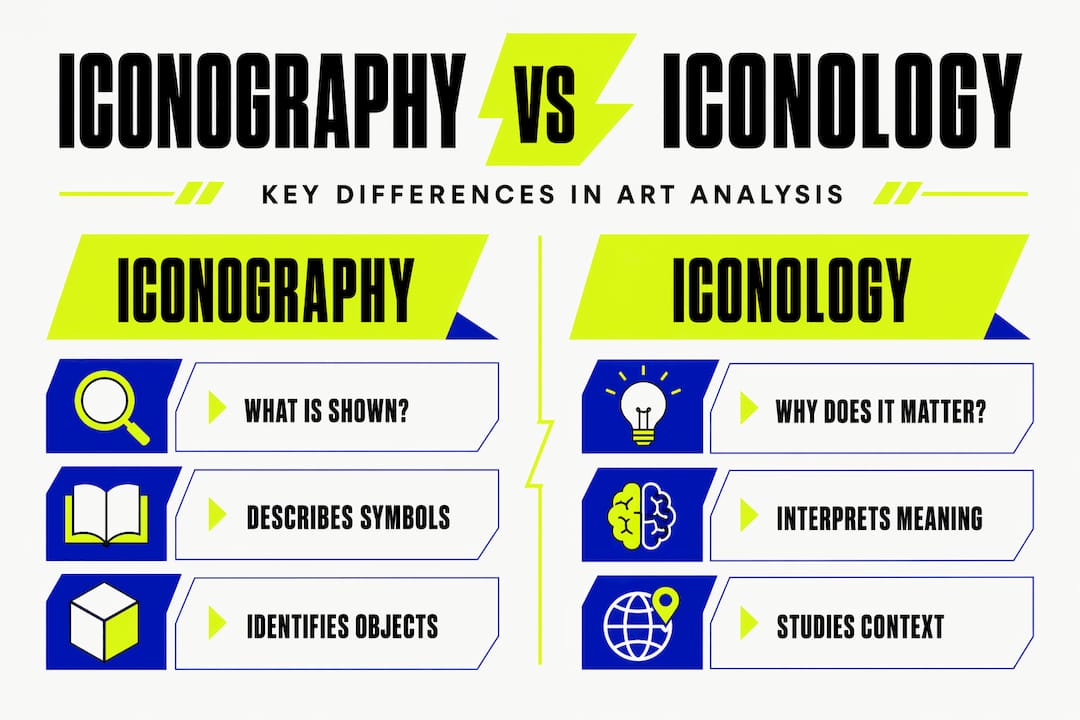 Infographic comparing iconography and iconology