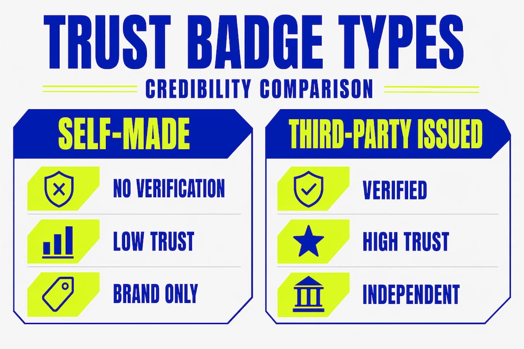 What is a trust badge? A guide for online shops 1 Infographic comparing self-made and third-party trust badge credibility