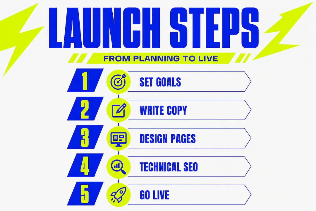 Website launch checklist 2025: your complete guide 2 Infographic showing website launch step-by-step process