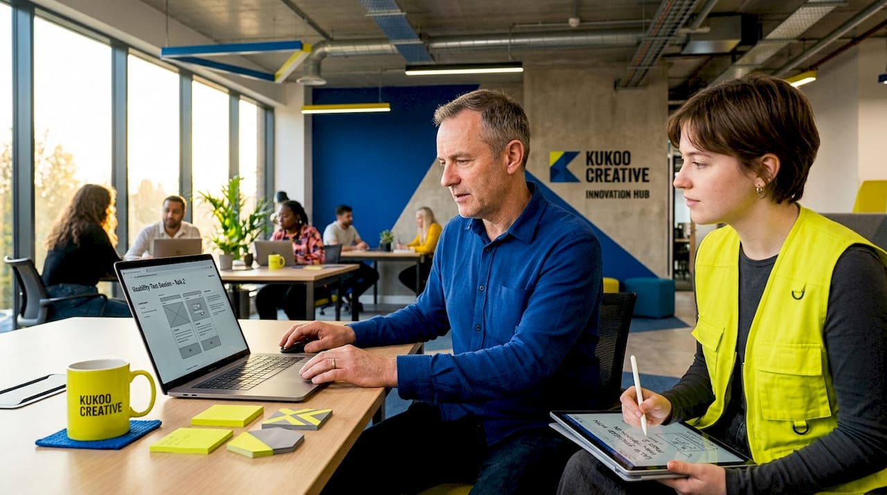 User testing session in modern office