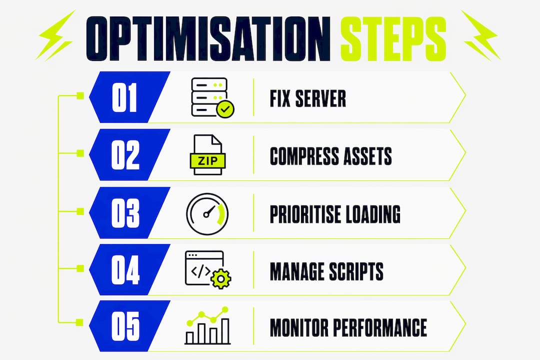 Infographic illustrating website optimisation steps
