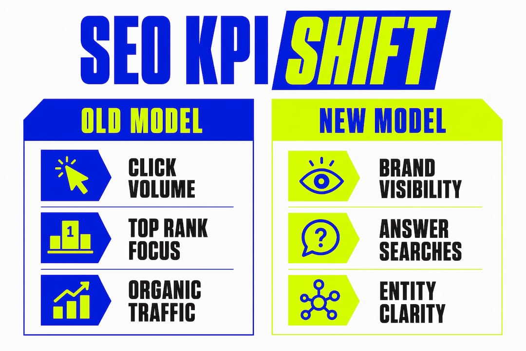 Infographic comparing old and new SEO KPIs for 2025