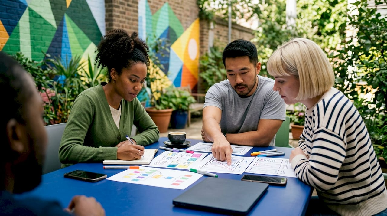 UX design team collaborating on prototypes