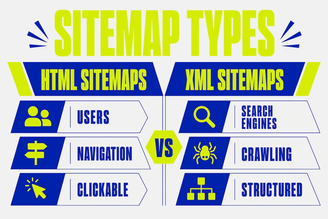 Infographic comparing HTML and XML sitemap types