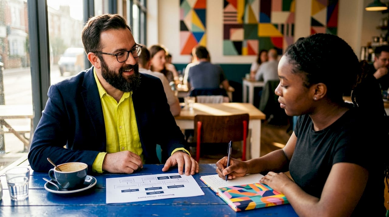 Startup checklist UK: launch right in 2026 1 Startup founders discussing business structures