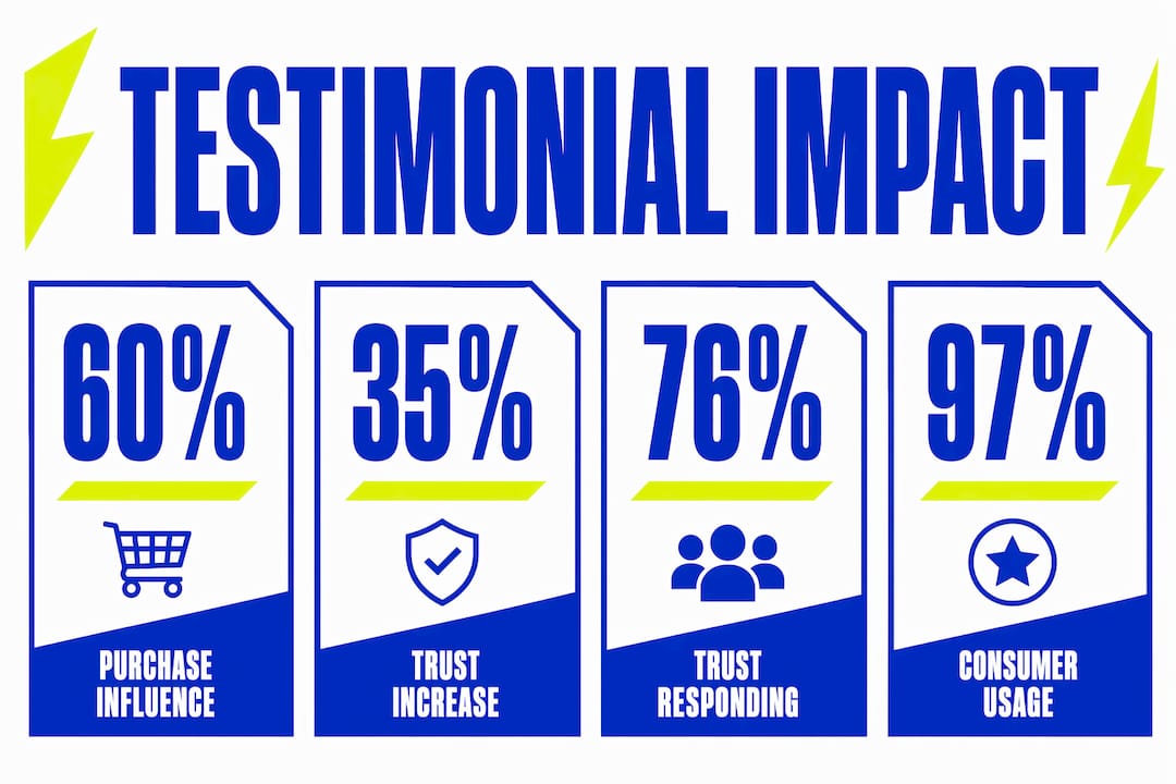 Infographic highlighting key testimonial statistics