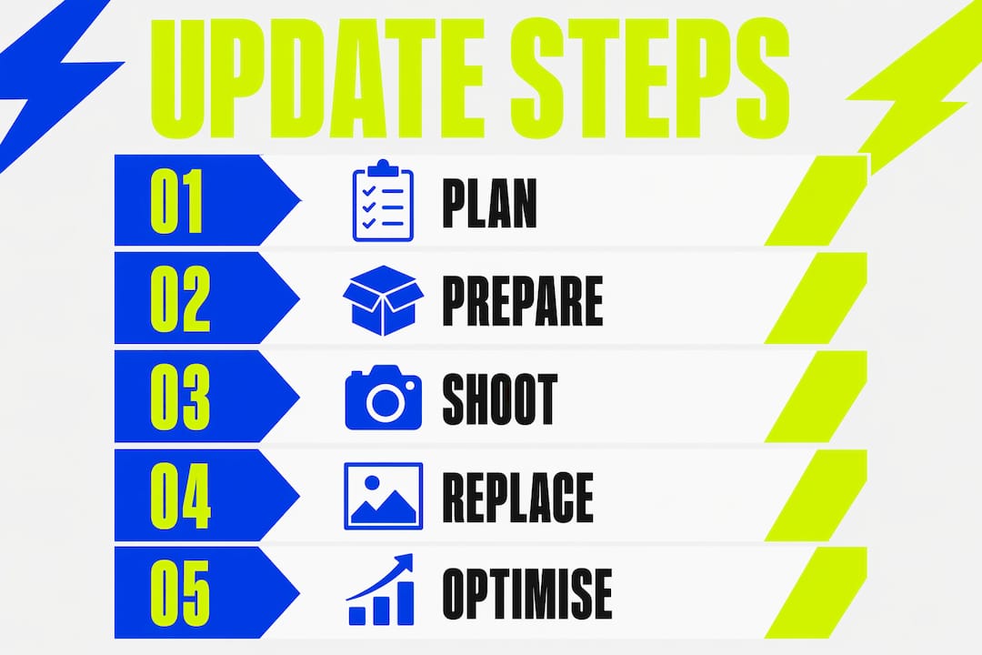 Infographic showing steps to update website imagery