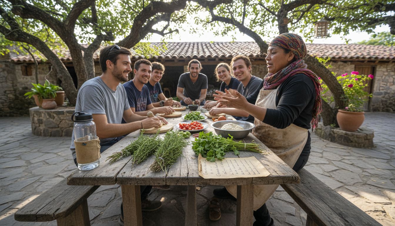 Travelers participate in cultural cooking lesson